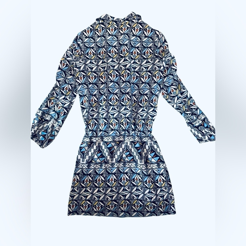 Tory Burch 100% Silk Geo Print Shirt Dress Size 2 excellent like-new condition - Picture 7 of 9